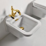 Биде подвесное Kerasan Waldorf  золото- фото