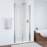 Душевое ограждение в проем (душевая дверь) Vegas E2P70 глянец хром/прозрачное стекло- фото