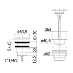 Paffoni Донный клапан ZSCA050NO click-clack черный матовый- фото2
