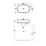 SIMAS Folio Раковина прямоугольная накладная 60x40x13 см, без отв под смеситель, цвет: белый- фото2