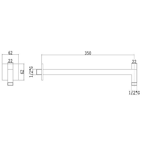 BD001AXX AquaElite кронштейн для верхнего душа из стены 22x22 мм, L. 350 мм- фото2