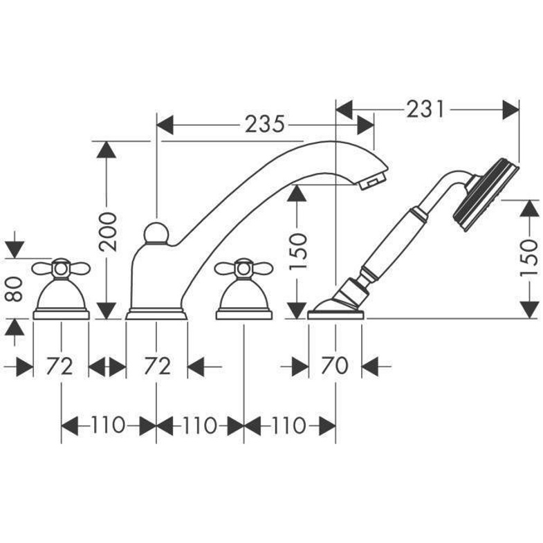 Смеситель на борт ванны Axor Carlton  - фото2