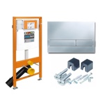 Инсталляция Jomo с матовой хромовой кнопкой и креплением- фото