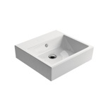 GSI Kube Раковина накладная с переливом 50х47h13 см, без отверстия под смеситель, отшлифованная снизу, цвет белый- фото