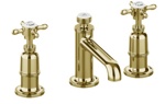 Смеситель Burlington Guild для раковины на три отверстия, с ручками, цвет Золото- фото