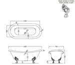 Ванна чугунная отдельностоящая Devon&Devon Mida Gold, цвет: белый / золото- фото3