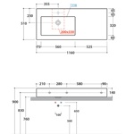 GLOBO Incantho Раковина с крылом слева/справа, накладная (1160х510 мм) без отверстия под смеситель, цвет: Bianco- фото4