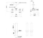 Смеситель для ванны Burlington Guild с ручным душем, набортный Золото- фото2