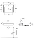 AZZURRA CHARME раковина подвесная 55х46см, с 1отв для смесителя, цвет белый- фото2