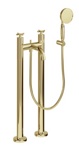 Смеситель напольный для ванны с душ набором Burlington Riviera RIV4 GOLD+RIV5 GOLD . золото- фото