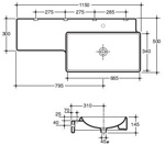 Раковина прямоугольная подвесная с полкой sx Simas Flow FL03- фото2
