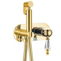 Гигиеническая лейка со смесителем Boheme GOLD с кристаллом Swarovski- фото