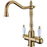 Смеситель кухонный с краном для питьевой воды Boheme Ripresa Medici бронза- фото