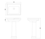 Раковина Burlington Riviera RIV1 NTH 580 мм квадратной формы - фото4