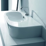 Раковина Kerasan Flo 75х42 со смещенной чашей влево с отверстием под смеситель- фото