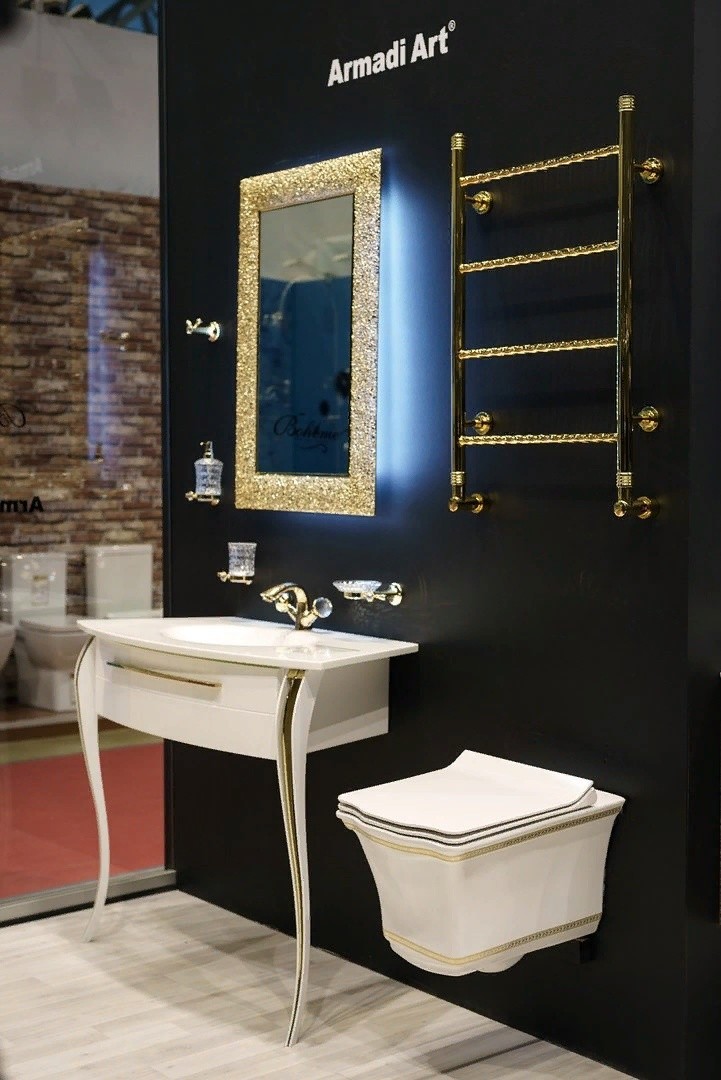 Унитаз Подвесной Безободковый Boheme Hermitage Gold с крышкой ультра слим и микролифтом- фото6