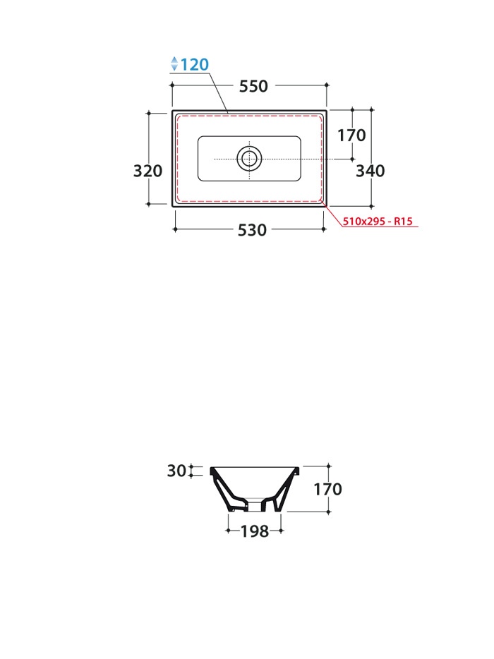 Раковина под столешницу 55x34 Globo Stockholm FO057.BI - фото2