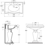 Azzurra Jubilaeum JUB 200/90T Раковина подвесная на колонне - фото2