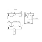 Palazzani Mimo смеситель для ванны и душа хром- фото3