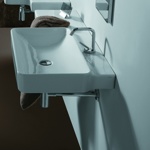 Раковина прямоугольная подвесная с полкой dx Simas Flow FL02- фото