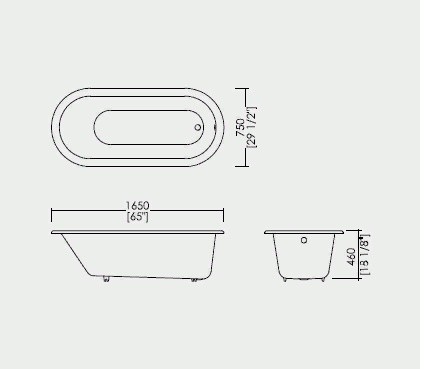 Devon&Devon Bayswater Ванна встроенная чугунная овальная 165x75xh46 cм- фото2