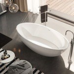 Gruppo Treesse Carezza Ванна отдельностоящая овальная 180х85х52 см из искусственного камня, цвет белый- фото