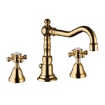 Palazzani Adams Color смеситель для раковины на 3 отверстия с донным клапаном золото- фото