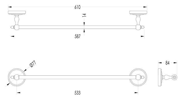 Devon DOROTHY полотенцедержатель настенный, 61см, держатели цвет: золото светлое/белый- фото2