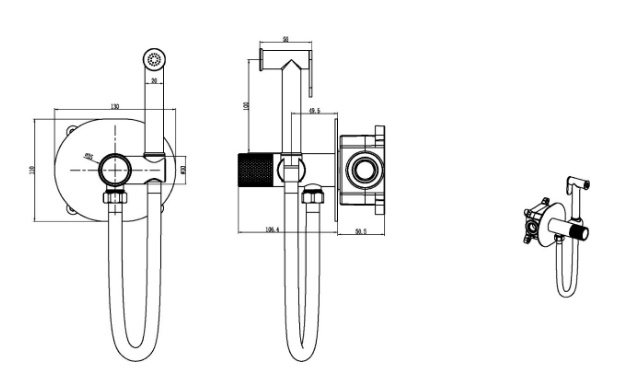 Смеситель гигиенический Boheme TECH Black 157-B- фото2