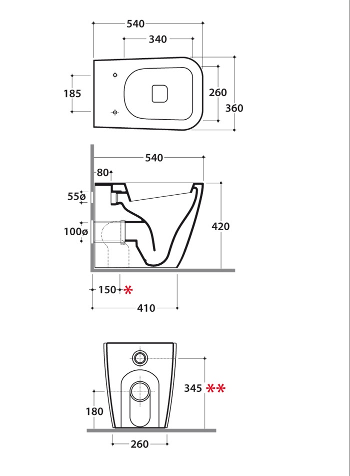 Унитаз напольный 36x54 Globo Classic SSN01.BI - фото2