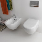 Kerasan Aquatech Биде подвесное 55х36см, 1 отв., цвет: белый- фото