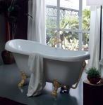 KERASAN Retro Ванна new 170х77/66см, глубина ванны 44,5см, цвет белый, ножки золото- фото