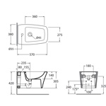 Azzurra Hera Биде подвесное 57х38х36,5 см, с 1 отв под смеситель, с крепежами, цвет белый- фото2