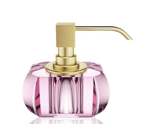 Decor Walther Kristall SSP Дозатор для мыла, настольный, хрустальное стекло, цвет: розовый / золото матовое