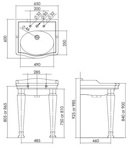 Раковина Sanitan Hillingdon 65x60 на керамических ножках- фото2