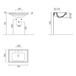 GSI Classic Раковина с переливом 75*50cм с 1 отв. под смеситель, цвет белый- фото2