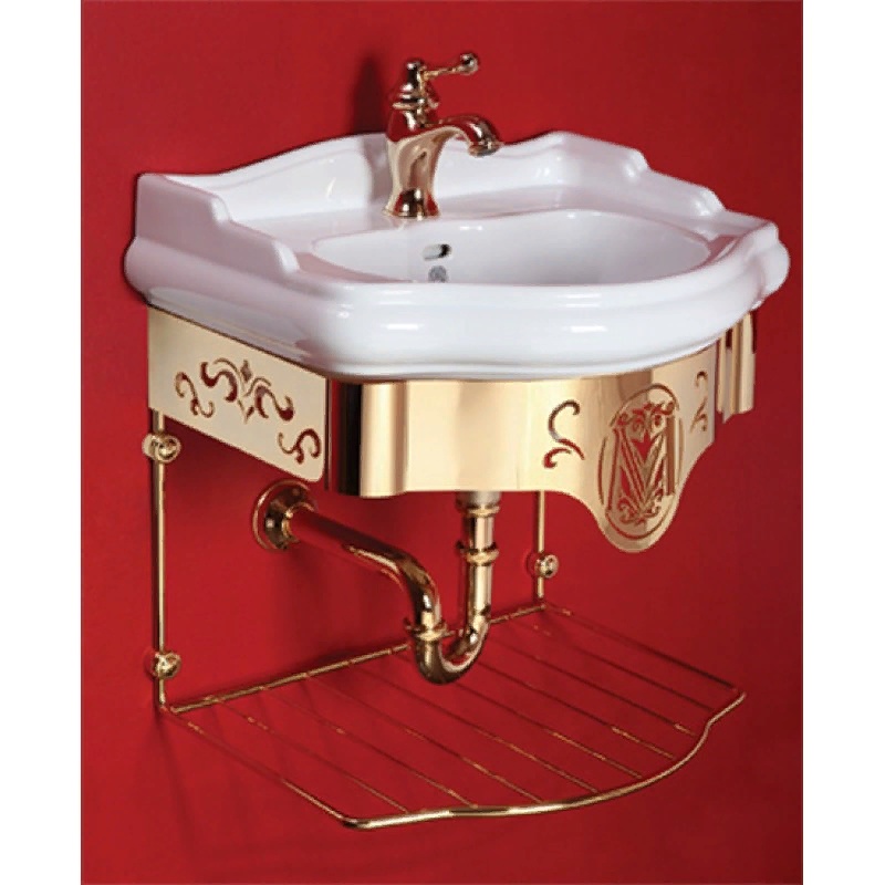 BELLA Раковина Консоль подвесная 55см с решеткой Migliore золото- фото