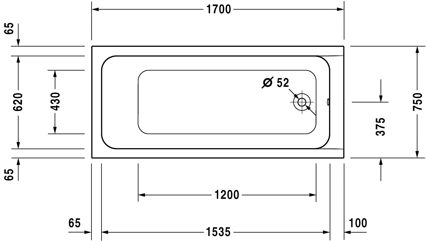   Duravit D-Code 700100 170x75