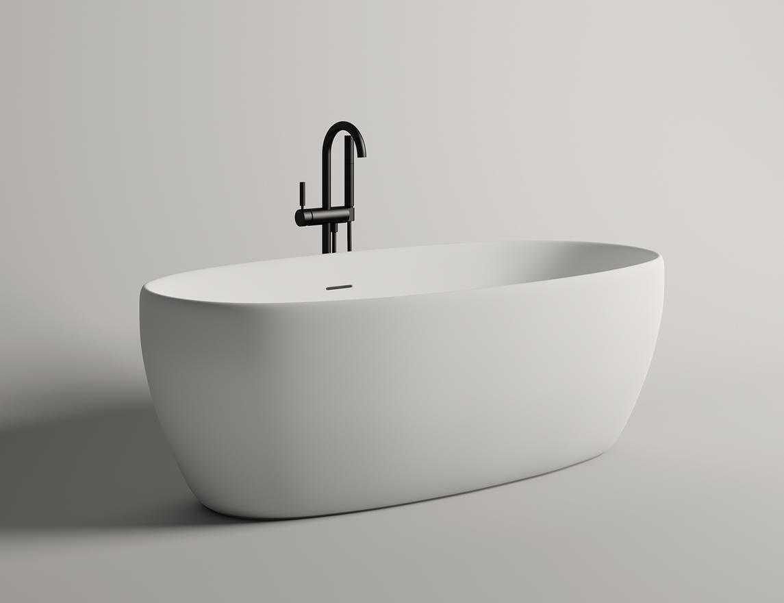 Ванна из камня Salini Luce 1700х850х580мм S-Stone матовая- фото2