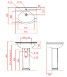 Раковина Sanitan Damea 645x500 мм с пьедесталом- фото3