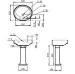 Раковина Sanitan Highgrove 610x510 мм с пьедесталом- фото3