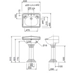 Раковина Sanitan Victorian 635x485 мм с гладким пьедесталом- фото3