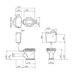 Унитаз Sanitan VICTORIAN с низким бачком 430x750 мм и крышкой. Старый английский белый- фото3