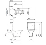 Унитаз-моноблок VICTORIAN 430x740 мм с крышкой. Белый 