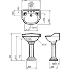 Раковина Sanitan BELGRAVIA 635x490 мм, пьедестал с желобками- фото2