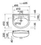 Раковина подвесная Sanitan Cloakroom Nouveau 495x410 мм- фото3