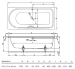 BETTE Ocean Ванна с шумоизоляцией 170х75х45, перелив спереди, белая, с комплектом ножек- фото2