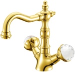 Смеситель для раковины Boheme Presente Swarowski 332/Золотой- фото