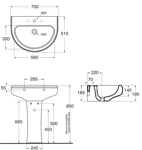 AZZURRA CHARME раковина подвесная 70х51см, с 1 отв для смесителя, цвет белый- фото2