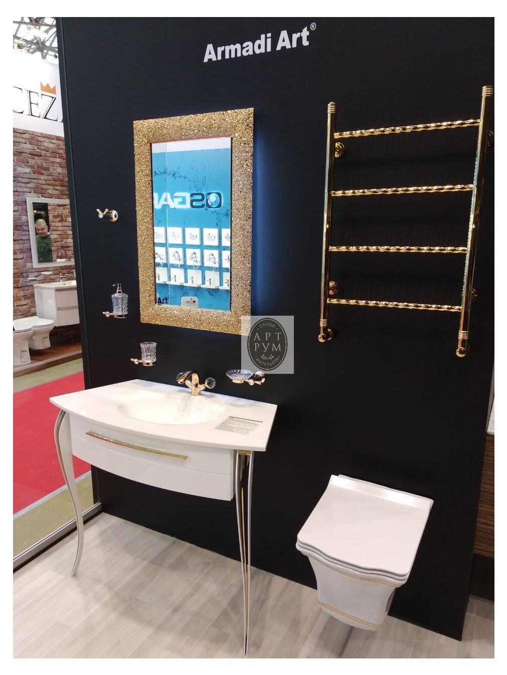 Зеркало Boheme Ajur с рамой из хрустального стекла, цвет золото, с подсветкой, 60*90см- фото2